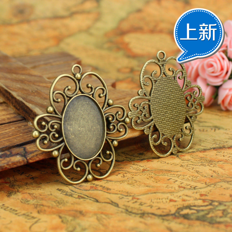 30x22mm Alloy Oval Floral Cabochon Tray Bezel Setting