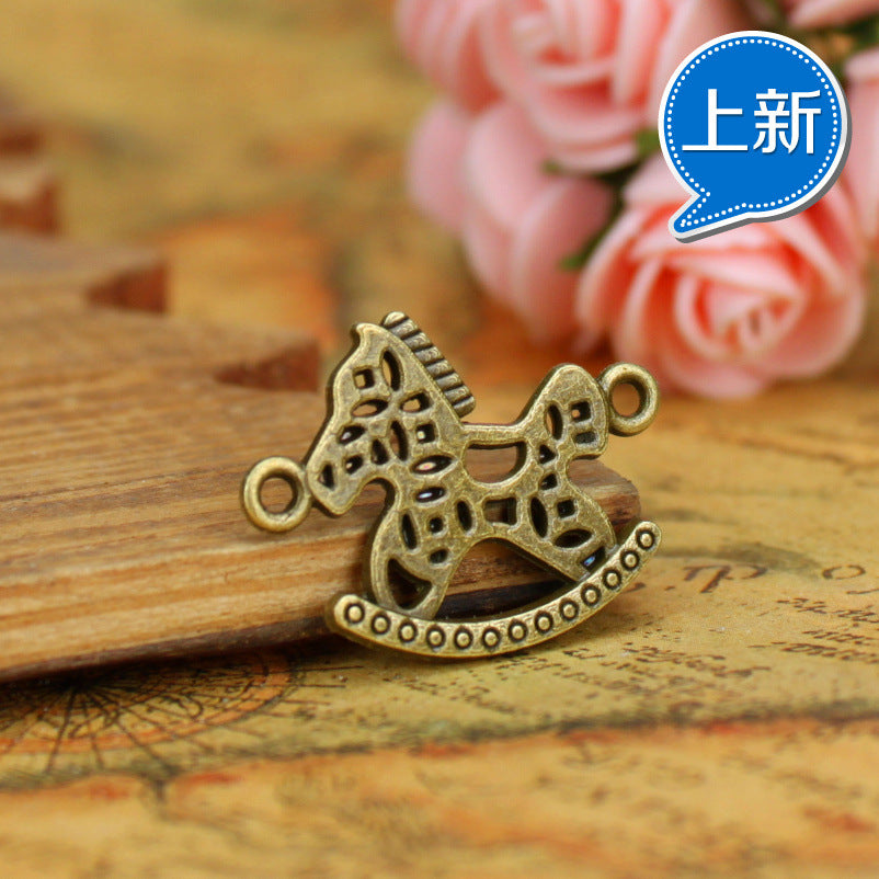 Vintage Hollow Double-Sided Rocking Horse Alloy Charm Pendant