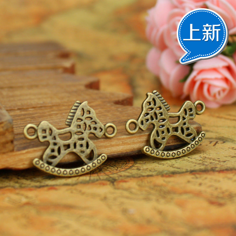 Vintage Hollow Double-Sided Rocking Horse Alloy Charm Pendant