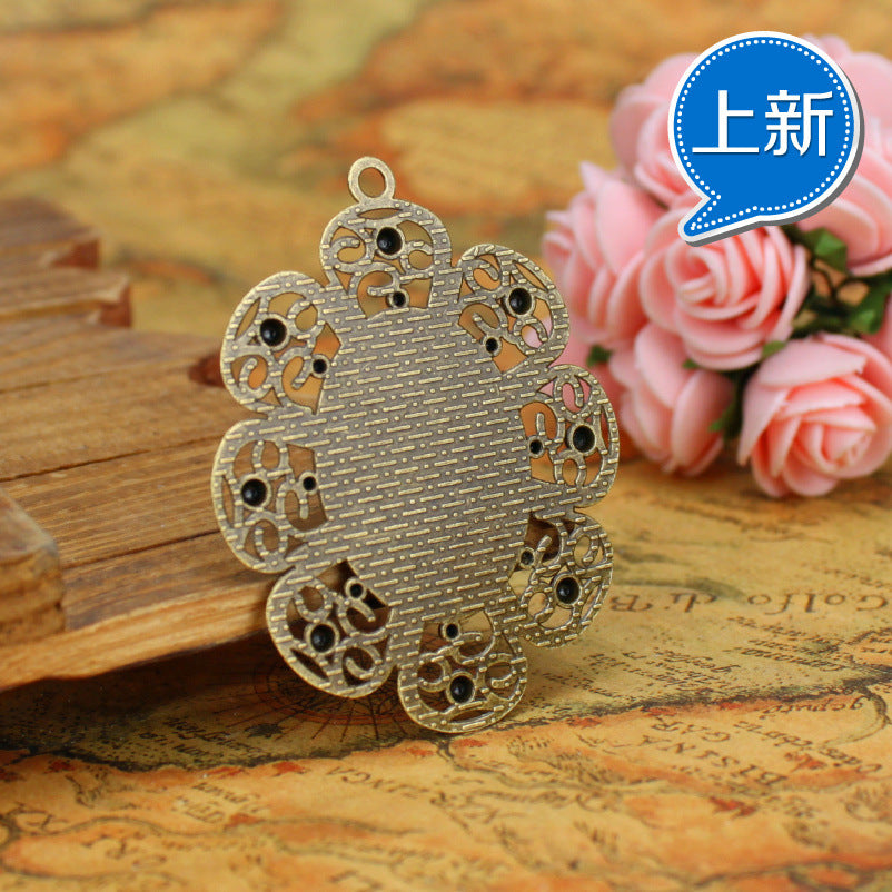 30x22mm Oval Alloy Pendant Tray Bezel Setting with Petal Base