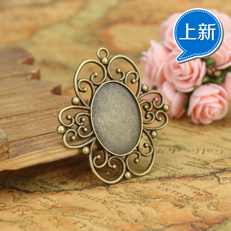 30x22mm Alloy Oval Floral Cabochon Tray Bezel Setting