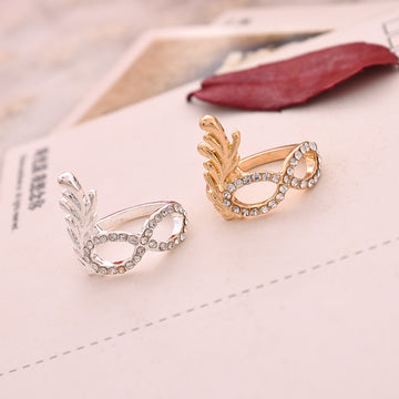 Silver Tone Masquerade Mask Clear Look Adjustable Open Ring