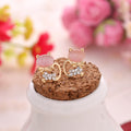 Pink Cat Eye Look Clear Cat Outline Small Stud Earrings view 2