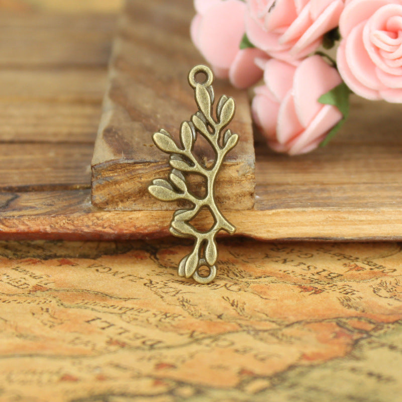 38x16mm Alloy Branch Connector Charm with Top and Bottom Loops