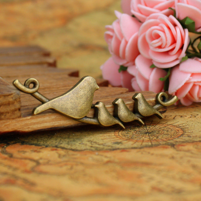 66x18mm Four Birds Alloy Bracelet Connector Charm