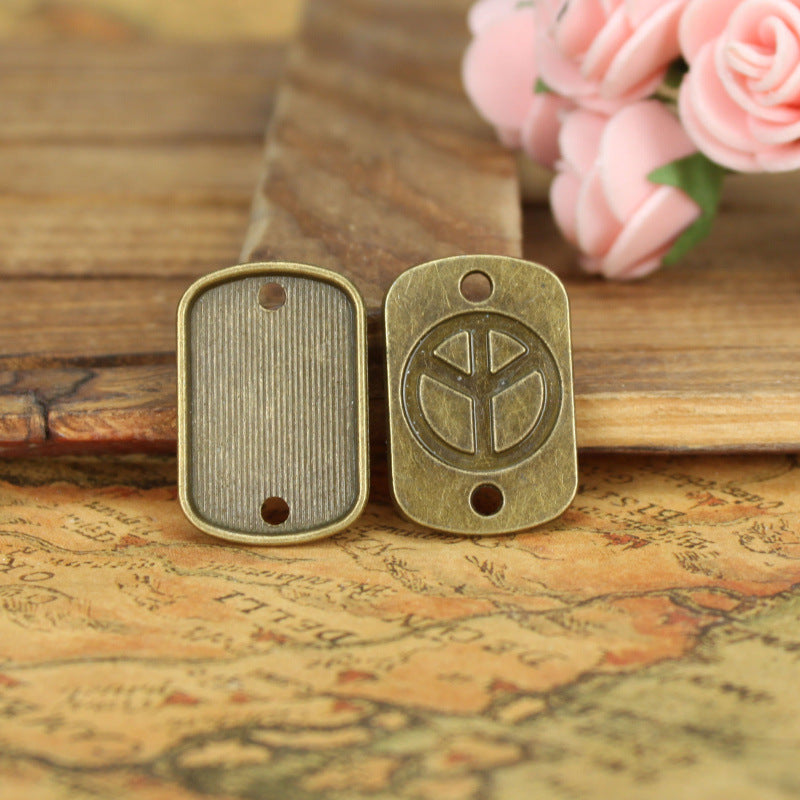 27x18mm Peace Sign Rectangle Alloy Connector Charm