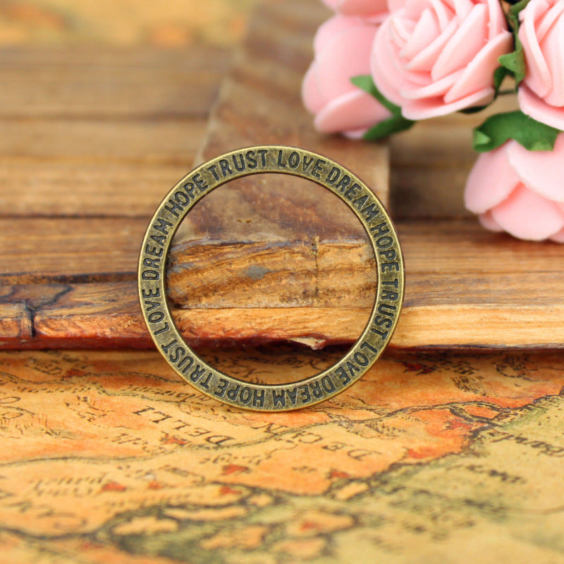 35mm Vintage Engraved Circle Alloy Charm Pendant