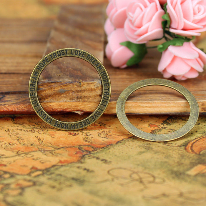 35mm Vintage Engraved Circle Alloy Charm Pendant
