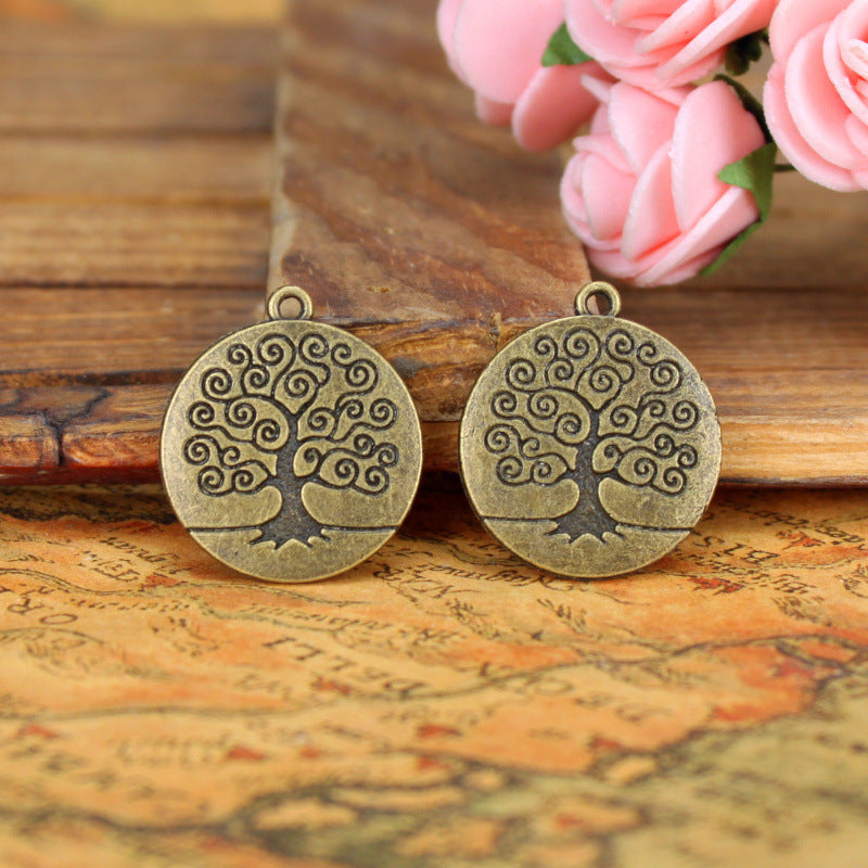 23mm Round Double-Sided Tree of Life Alloy Pendant