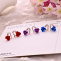 Blue and Purple Rose Clear Look Open Heart Stud Earrings view 2