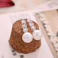 Clear Look Bar and White Pearl Look Ball Stud Earrings view 2