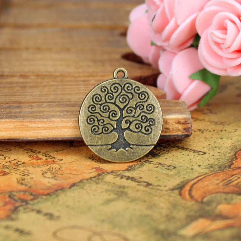 23mm Round Double-Sided Tree of Life Alloy Pendant