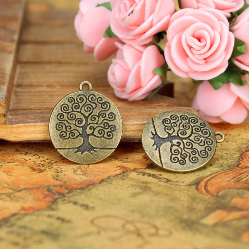 23mm Round Double-Sided Tree of Life Alloy Pendant