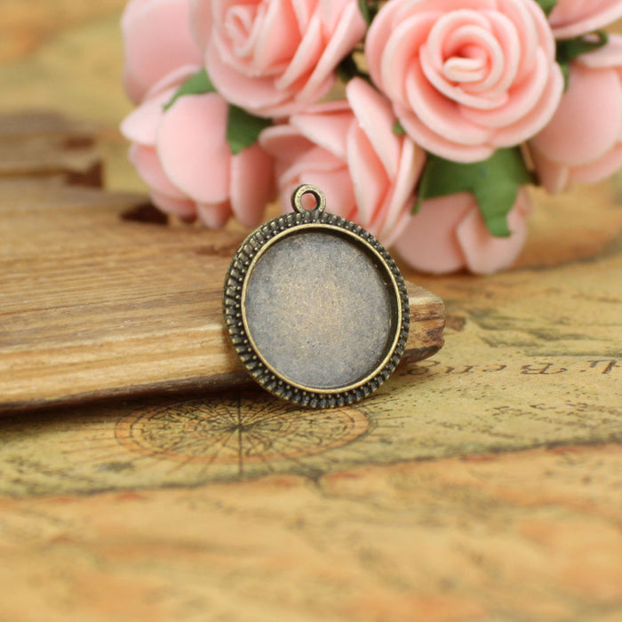 Plain Round Pendant Tray Jewelry Making Component Metal Component
