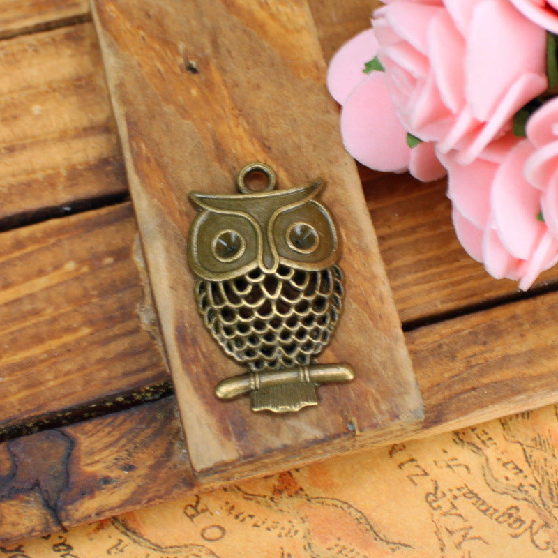 32x19mm Hollow Owl Alloy Charm Pendant