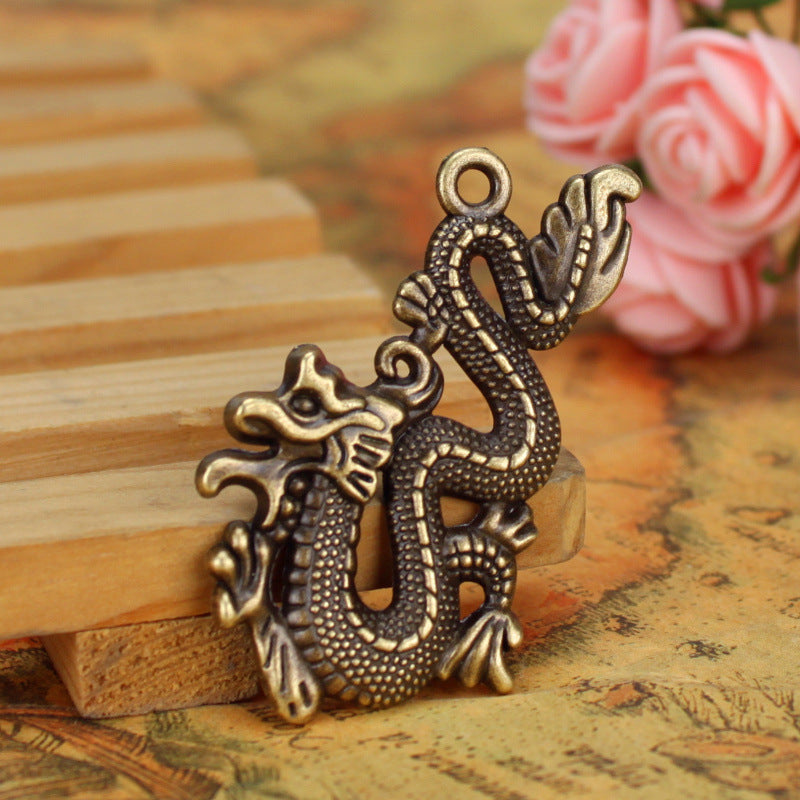 Chinese Dragon Alloy Charm Pendant 54x30mm