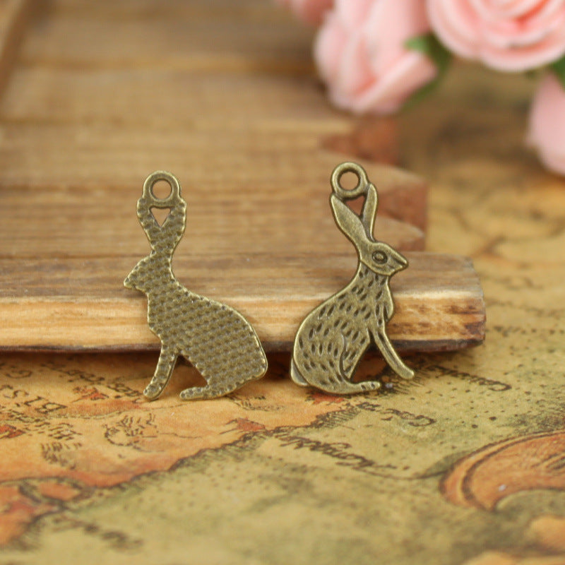 Alloy Bunny Charm Pendant 25x13mm
