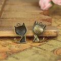 Vintage Flower Cat Charm Metal Jewelry Component, 3 Finish Options view 2