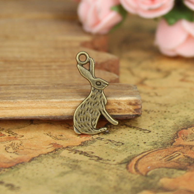 Alloy Bunny Charm Pendant 25x13mm