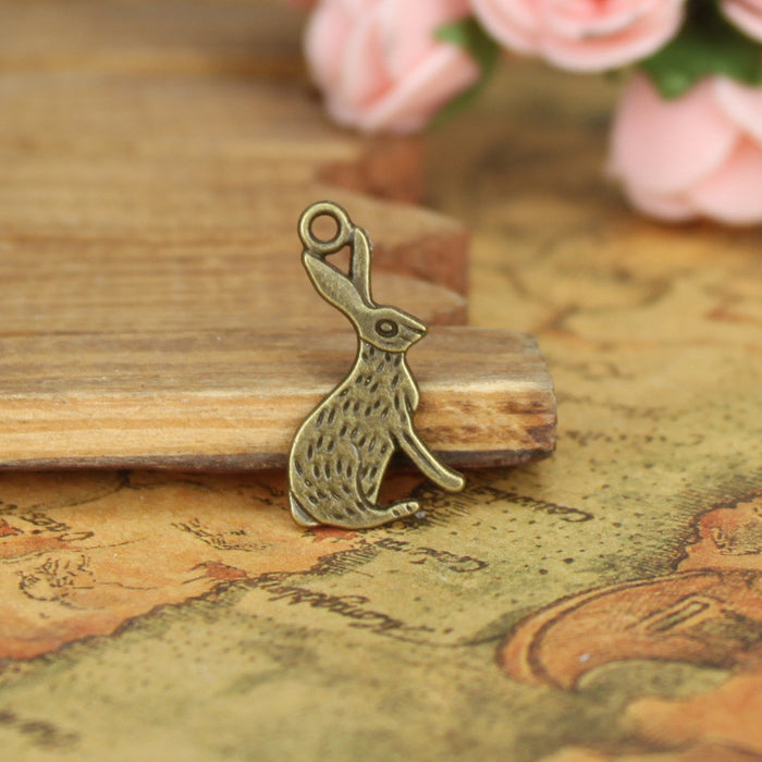 Alloy Bunny Charm Pendant 25x13mm