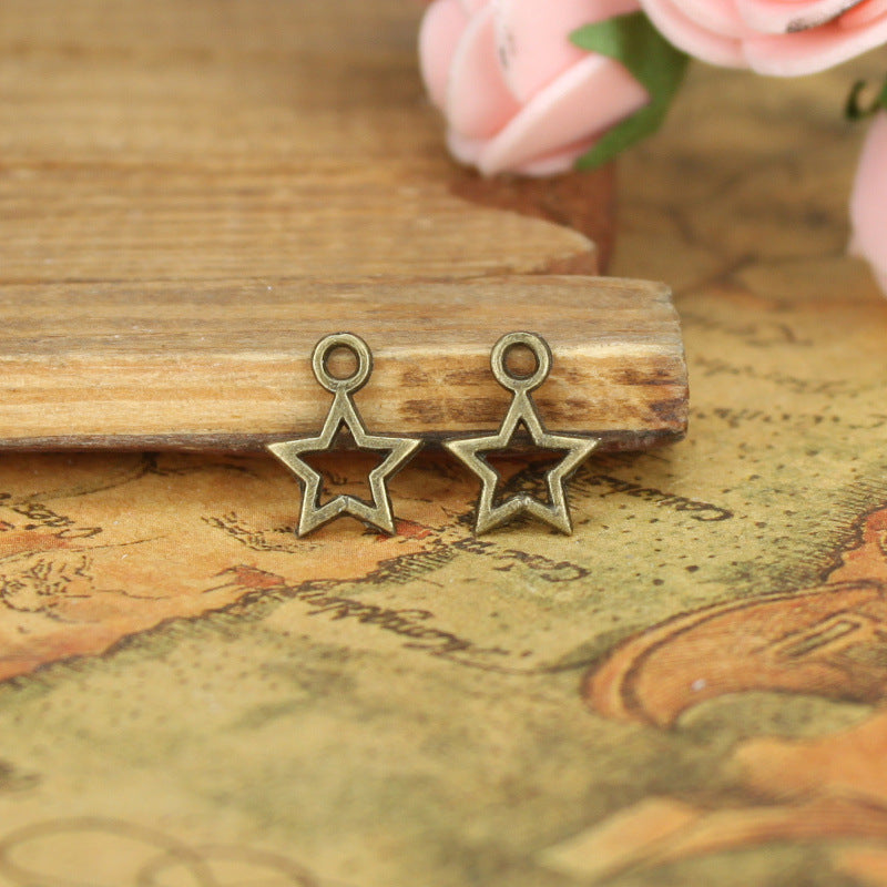 Hollow Star Alloy Charm Pendant 10mm for DIY Jewelry
