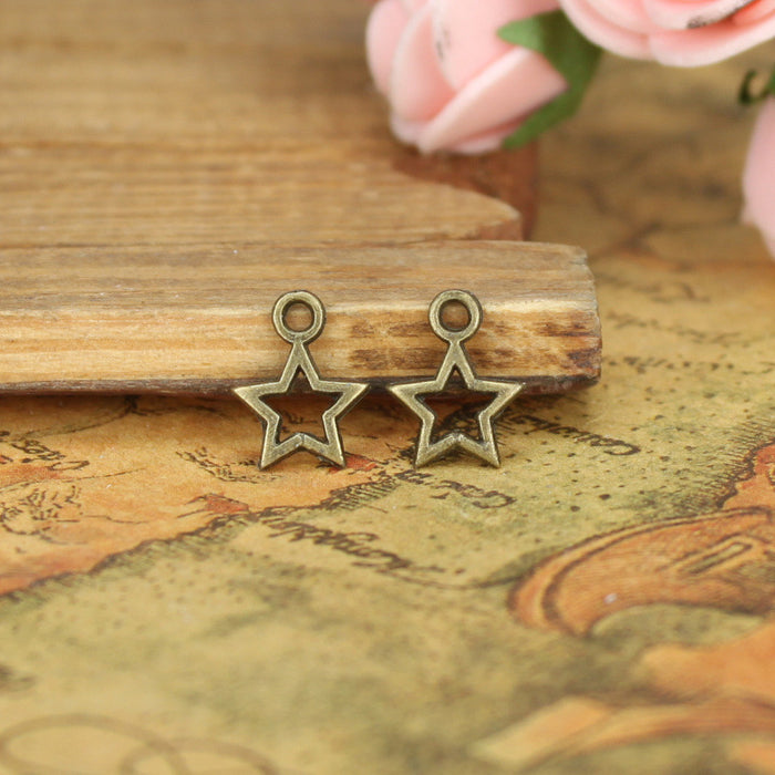 Hollow Star Alloy Charm Pendant 10mm for DIY Jewelry