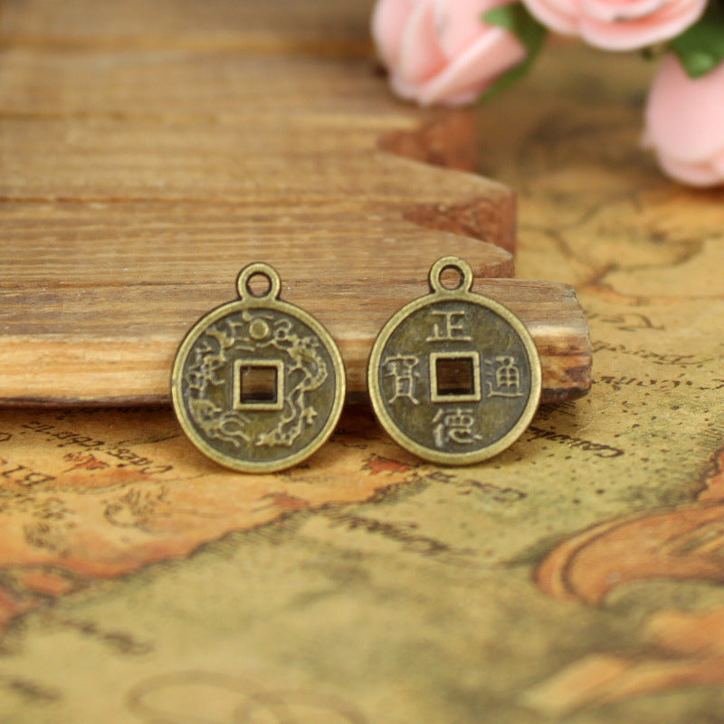 Alloy Chinese Coin Charm Pendant 15mm