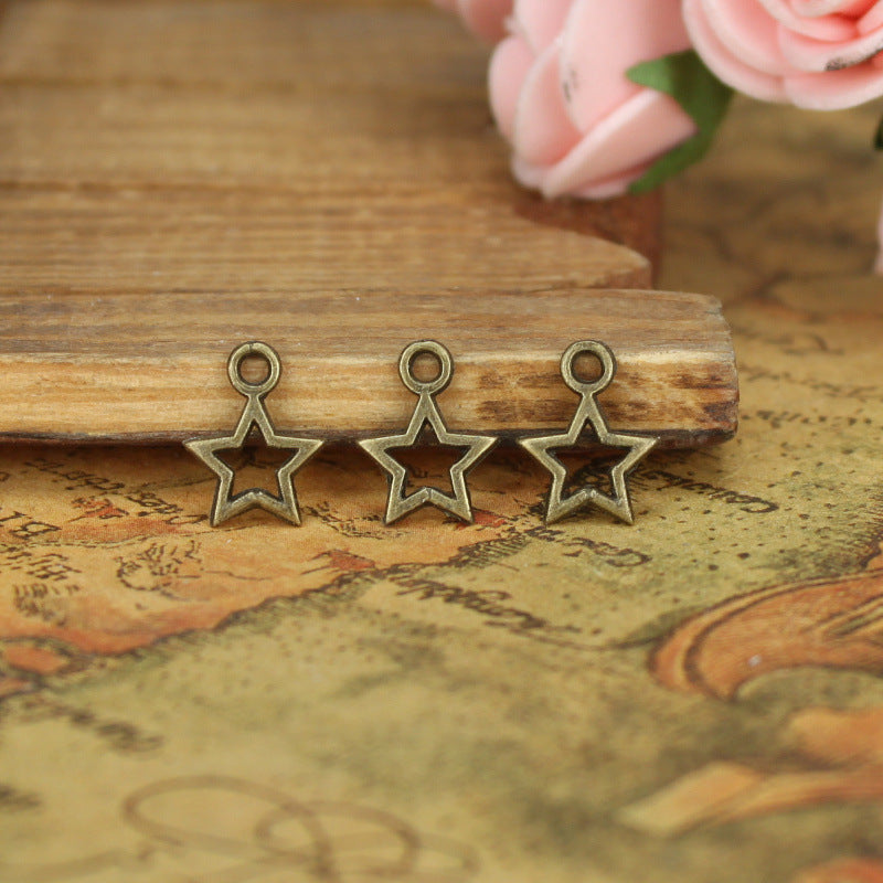 Hollow Star Alloy Charm Pendant 10mm for DIY Jewelry