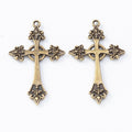 Fleur de Lis Cross Metal Pendant Charms in 4 Distinct Finishes view 8