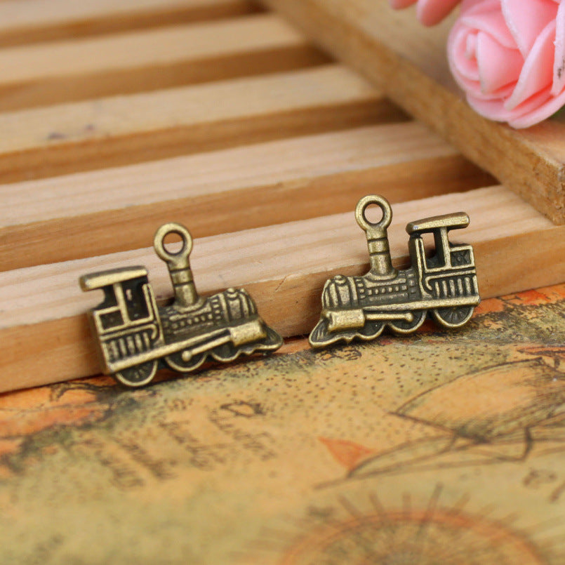 Double-Sided Mechanical Train Alloy Charm Pendant 22x17mm