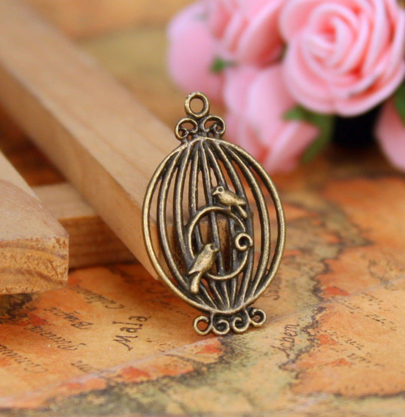 Hollow Birdcage Alloy Charm Pendant 33x20mm