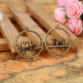 Swallow Circle Charm Pendant with Top and Bottom Loops 27mm