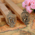 Open Birdcage and Bird Metal Pendants in Bronze and Silver Tones view 2