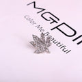 Silver Tone Clear Look Maple Leaf Statement Brooch Pin view 5