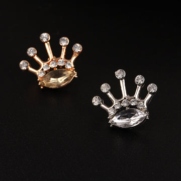 Crystal Rhinestone Crown Brooch Pin Silver Or Gold Tone