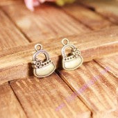 Double-Sided Flower Coin Purse Charm Pendant 21x15mm