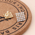 Square Crystal Look Cluster Stud and Screw Clip Earrings view 2