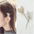 Silver Tone Double Leaf Minimalist Finished Hair Pin view 1
