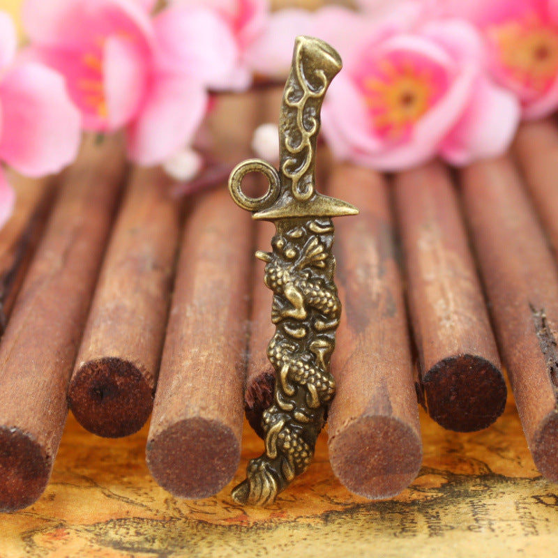 Vintage Alloy Sword Charm Pendant 60x15mm