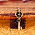 Vintage Double-Sided Peace Key Charm Pendant