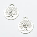 Tree Of Life Medallion Round Textured Metal Pendant in Two Finishes view 4
