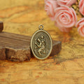 Oval Saint Relief Alloy Medal Charm in 3 Metal Finishes view 2