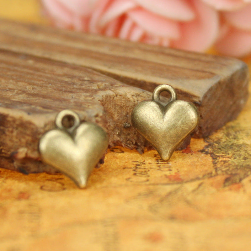 Small Double-Sided Heart Alloy Charm Pendant 11.5x10mm