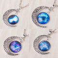 Crescent Moon Galaxy Picture Pendant Necklaces in Ten Styles view 2