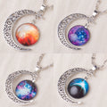 Crescent Moon Galaxy Picture Pendant Necklaces in Ten Styles view 3