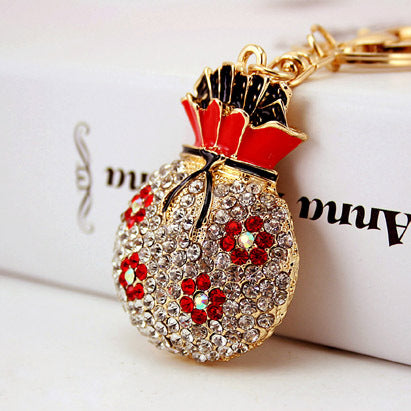 Floral Money Bag Sachet Keychain Zinc Alloy Purse Charm