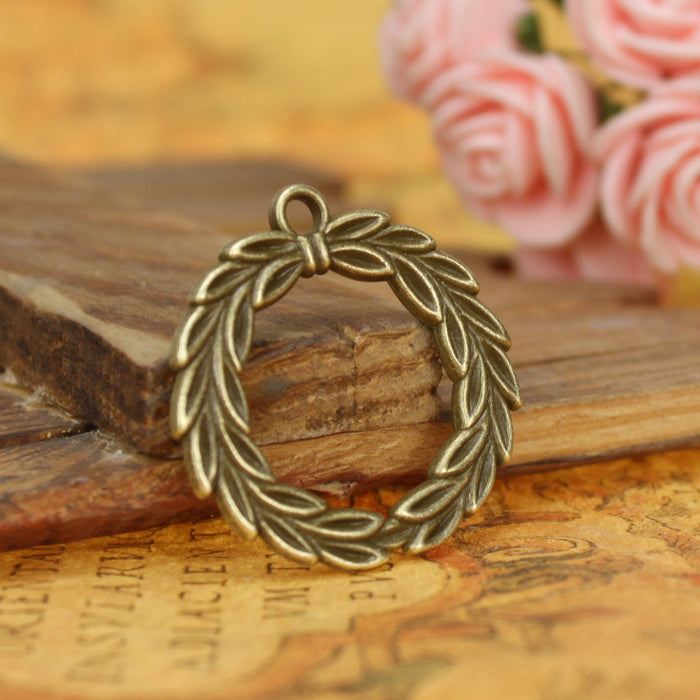 34mm Double-Sided Olive Branch Peace Sign Alloy Charm