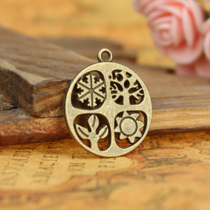 24mm Double-Sided Four Seasons Round Alloy Charm Pendant