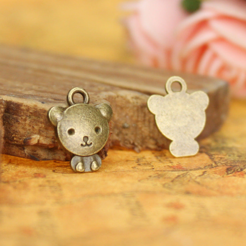 Mini Bear Alloy Charm Pendant 13x11mm