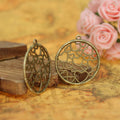 Vintage Metal Heart Tree Round Pendant in Multiple Finish Options for Jewelry Making view 2